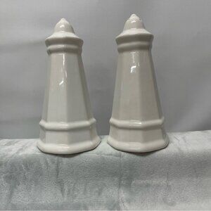 Large White Ceramic Salt & Pepper‎ Shakers Lighthouse Style 6” Farmhouse Pair